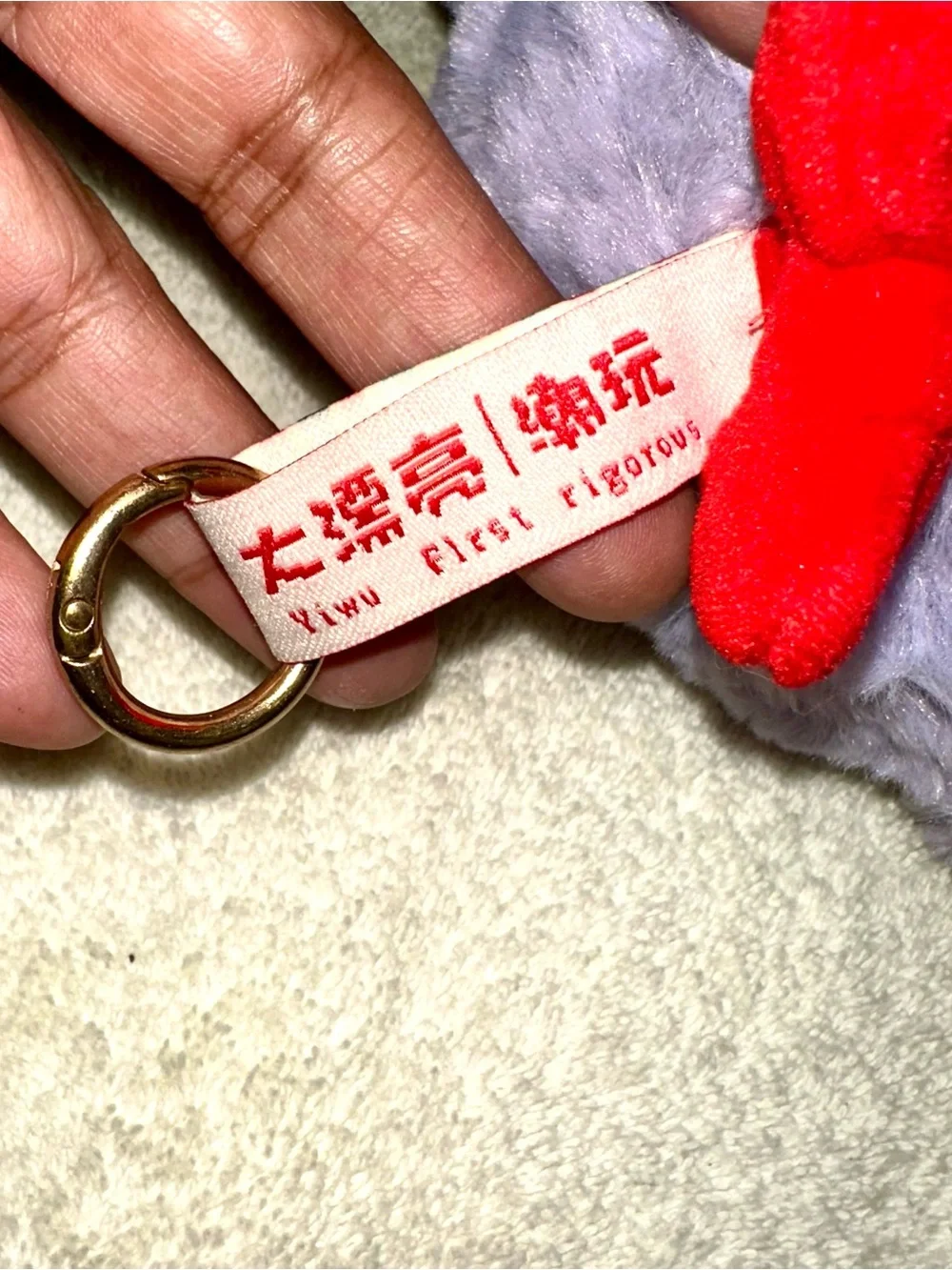 Baby Three Purple Bunny Plush Doll Red Bow Blind Box Keychain